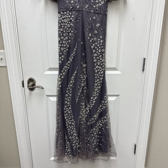 Rare Mac Duggal Size 2 Purple Floral Sequin Beaded Maxi Formal Gown Dress NWT - Picture 9 of 13